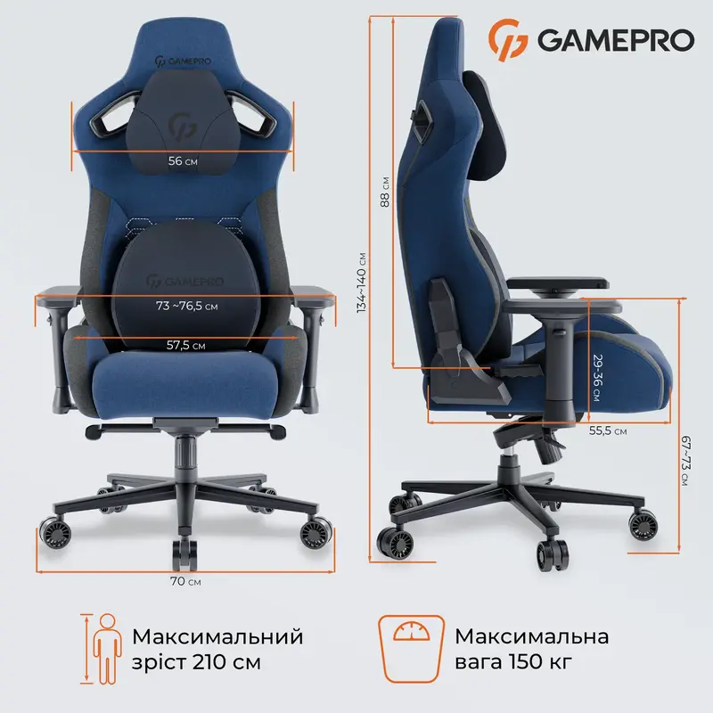 Игровое кресло GamePro GC900DB Fabric Dark Blue фото