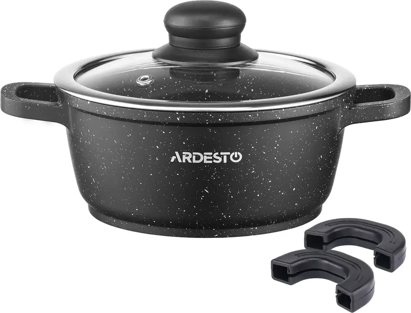 Каструля зі скляною кришкою Ardesto Gemini Anzio, 1.2л, алюміній, чорний - фото - №10