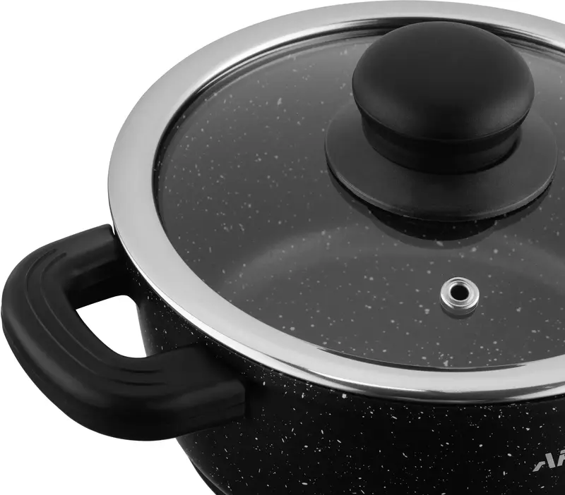 Каструля зі скляною кришкою Ardesto Gemini Anzio, 1.2л, алюміній, чорний - фото - №5
