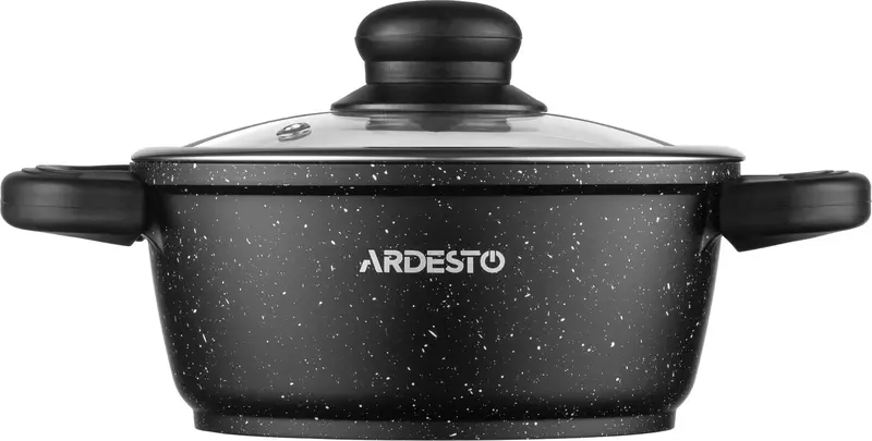 Каструля зі скляною кришкою Ardesto Gemini Anzio, 1.2л, алюміній, чорний - фото - №2