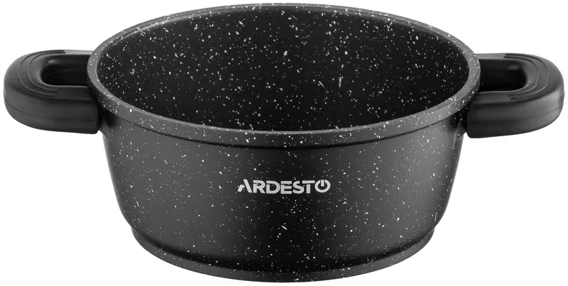Каструля зі скляною кришкою Ardesto Gemini Anzio, 1.2л, алюміній, чорний - фото - №1