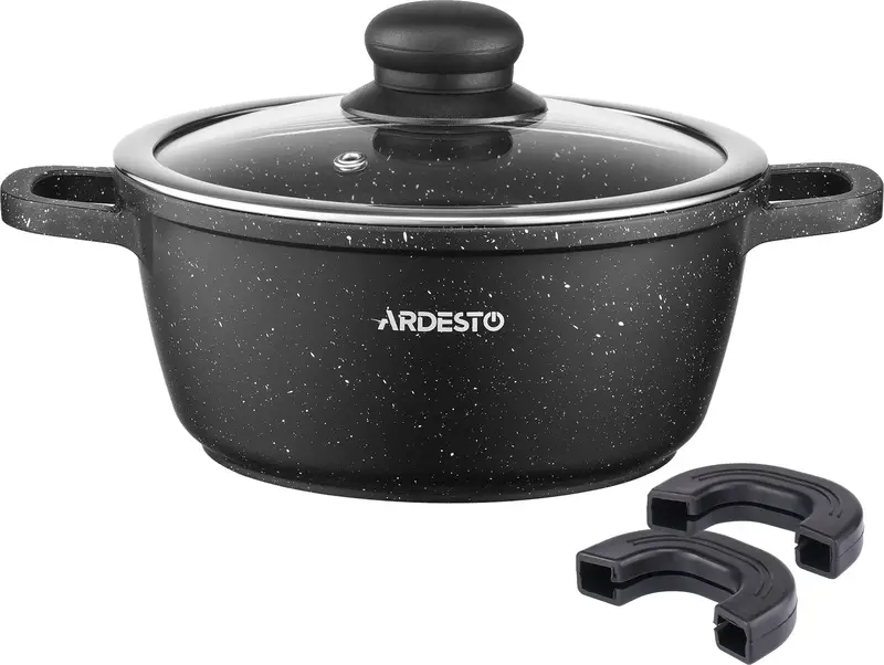 Каструля зі скляною кришкою Ardesto Gemini Anzio, 1.8л, алюміній, чорний - фото - №10