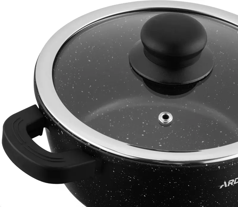 Каструля зі скляною кришкою Ardesto Gemini Anzio, 1.8л, алюміній, чорний - фото - №5