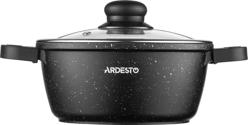 Каструля зі скляною кришкою Ardesto Gemini Anzio, 1.8л, алюміній, чорний - фото - №2