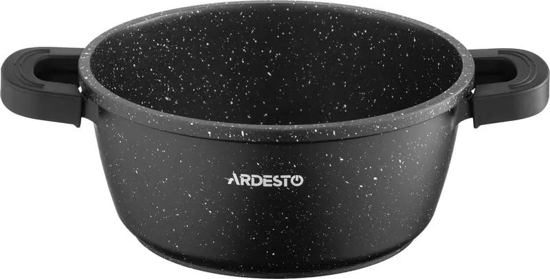 Каструля зі скляною кришкою Ardesto Gemini Anzio, 1.8л, алюміній, чорний - фото - №1