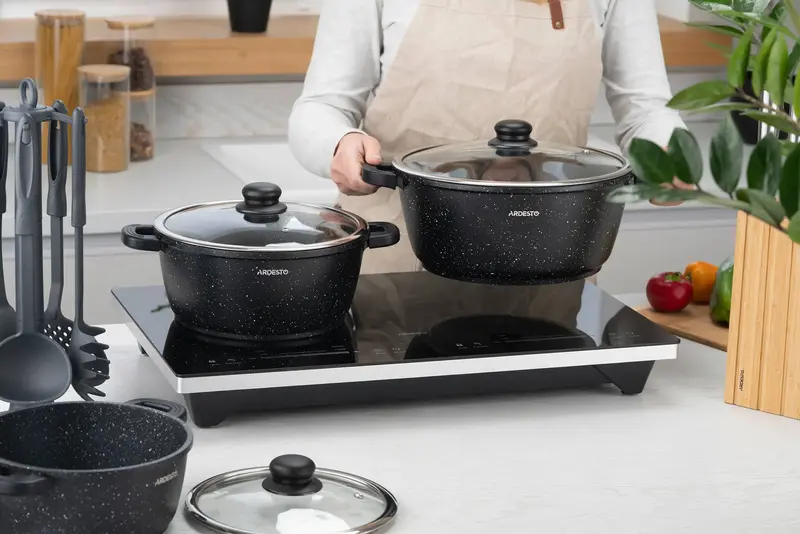 Каструля зі скляною кришкою Ardesto Gemini Anzio, 2.5л, алюміній, чорний - фото - №15
