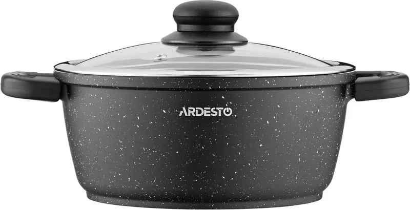 Каструля зі скляною кришкою Ardesto Gemini Anzio, 2.5л, алюміній, чорний - фото - №2