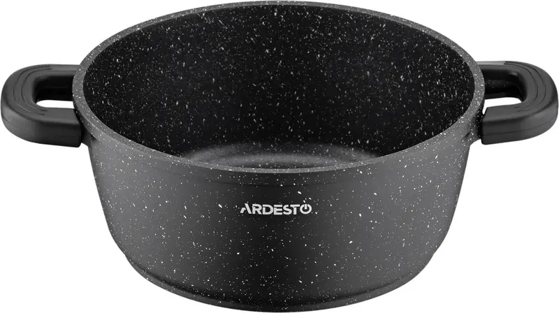 Каструля зі скляною кришкою Ardesto Gemini Anzio, 2.5л, алюміній, чорний - фото - №1