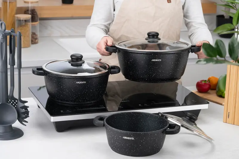 Каструля зі скляною кришкою Ardesto Gemini Anzio, 4.4л, алюміній, чорний - фото - №13