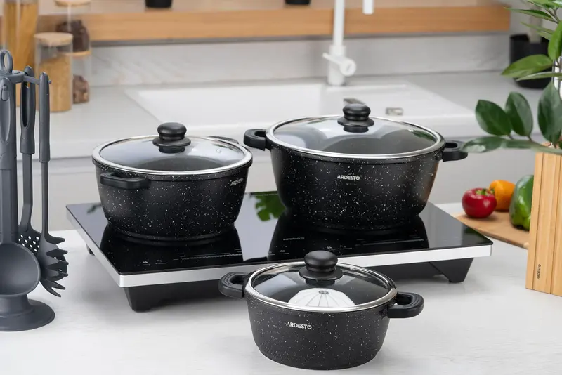 Каструля зі скляною кришкою Ardesto Gemini Anzio, 4.4л, алюміній, чорний - фото - №12