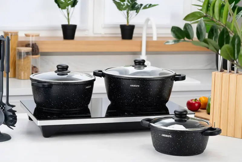 Каструля зі скляною кришкою Ardesto Gemini Anzio, 4.4л, алюміній, чорний - фото - №11