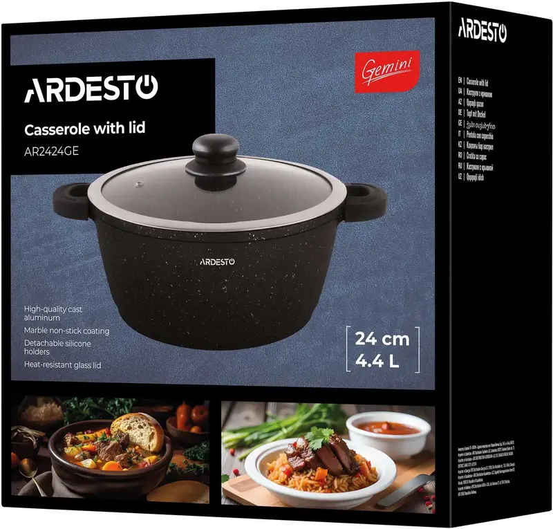 Каструля зі скляною кришкою Ardesto Gemini Anzio, 4.4л, алюміній, чорний - фото - №9