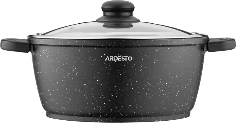 Каструля зі скляною кришкою Ardesto Gemini Anzio, 4.4л, алюміній, чорний - фото - №2