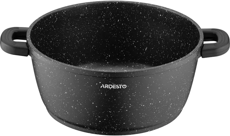 Каструля зі скляною кришкою Ardesto Gemini Anzio, 4.4л, алюміній, чорний - фото - №1