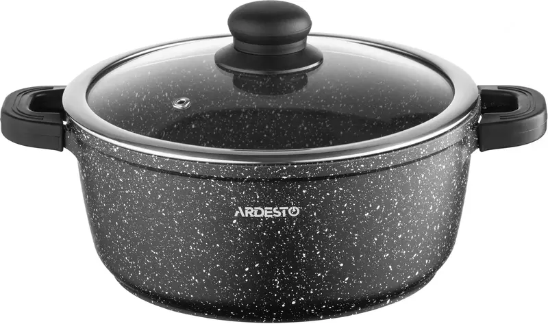 Каструля зі скляною кришкою Ardesto Gemini Anzio, 3.1л, алюміній, чорний - фото - №0