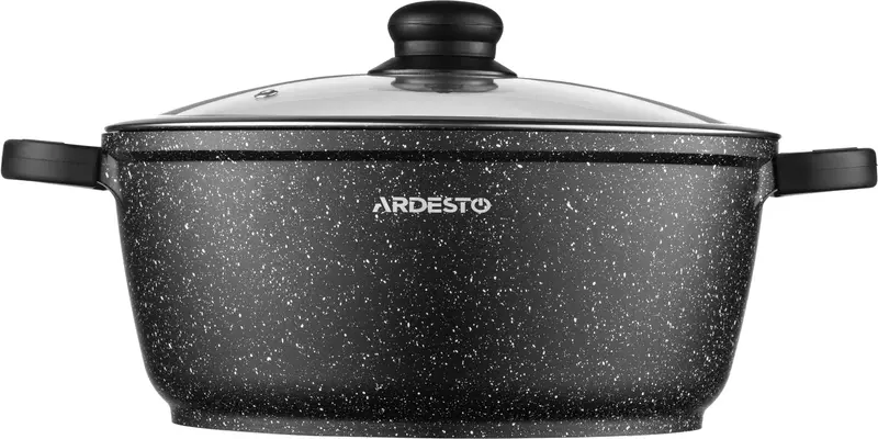 Кастрюля со стеклянной крышкой Ardesto Gemini Anzio, 5л, алюминий, черный фото