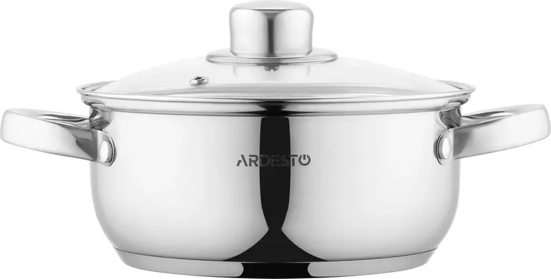 Каструля зі скляною кришкою Ardesto Gemini Gourmet Aosta, 1.8л, нержавіюча сталь - фото - №2
