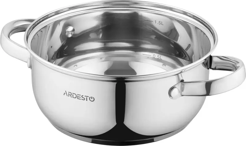 Каструля зі скляною кришкою Ardesto Gemini Gourmet Aosta, 1.8л, нержавіюча сталь - фото - №1