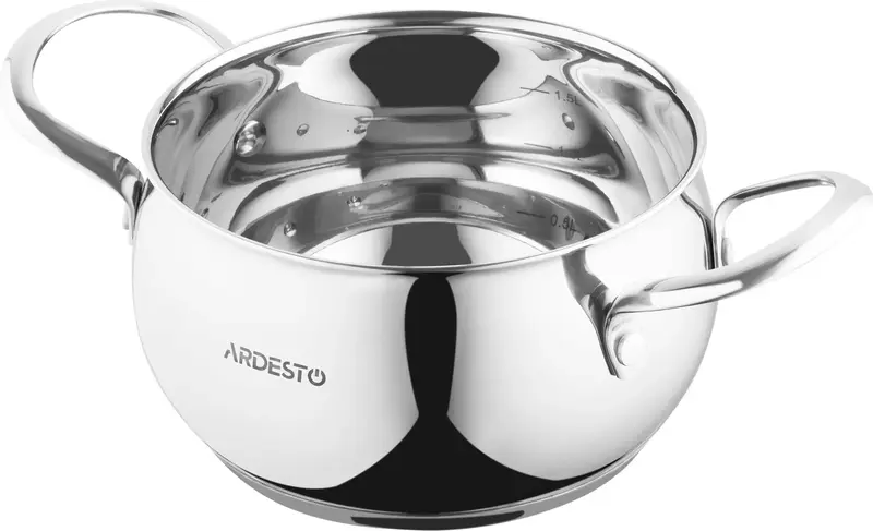 Каструля зі скляною кришкою Ardesto Gemini Liguria, 2.2л, нержавіюча сталь - фото - №1