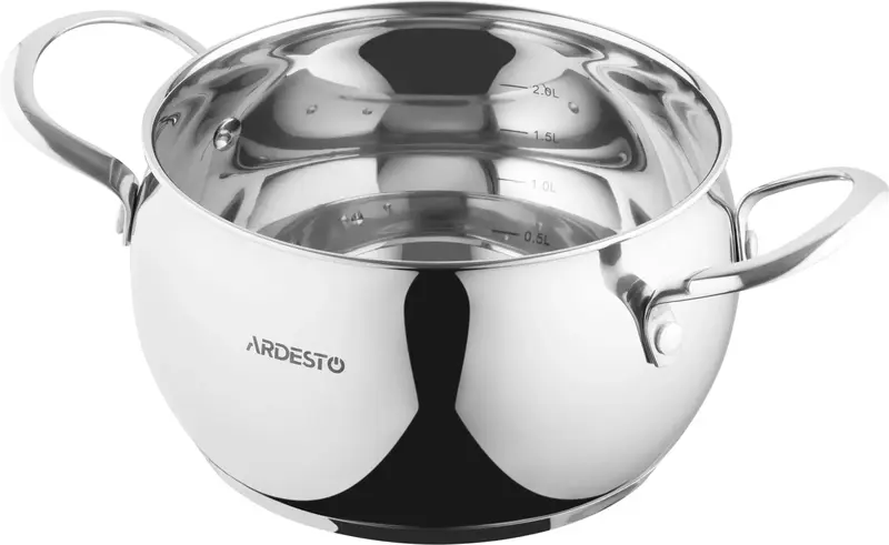 Каструля зі скляною кришкою Ardesto Gemini Liguria, 3л, нержавіюча сталь - фото - №1