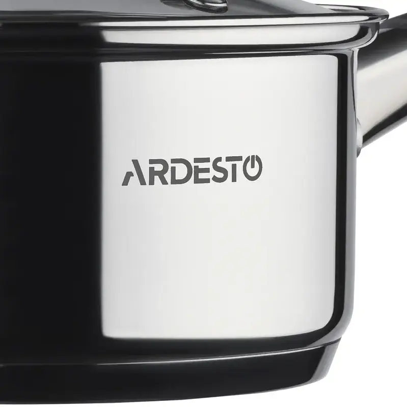 Ківш зі скляною кришкою Ardesto Gemini Salerno, 1.6л, нержавіюча сталь, силікон фото