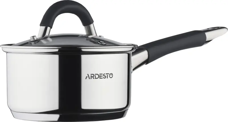Ківш зі скляною кришкою Ardesto Gemini Salerno, 1.6л, нержавіюча сталь, силікон фото