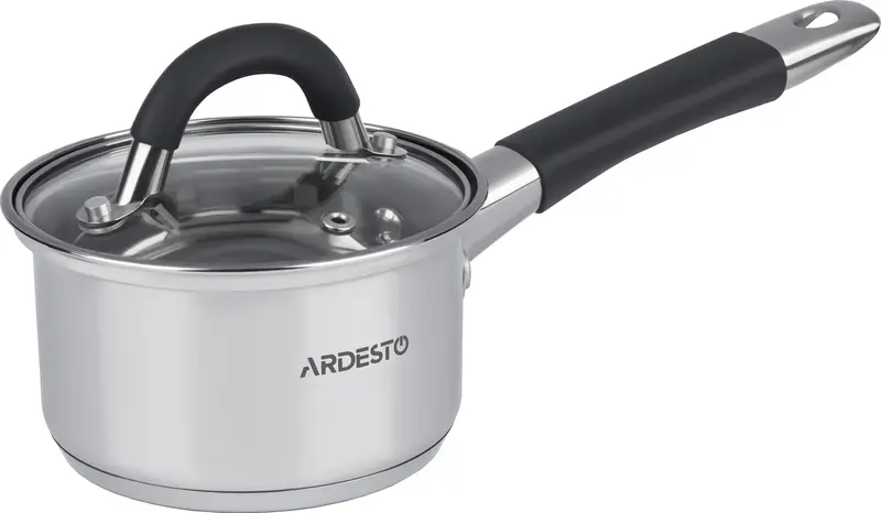 Ківш зі скляною кришкою Ardesto Gemini Salerno, 1.6л, нержавіюча сталь, силікон фото