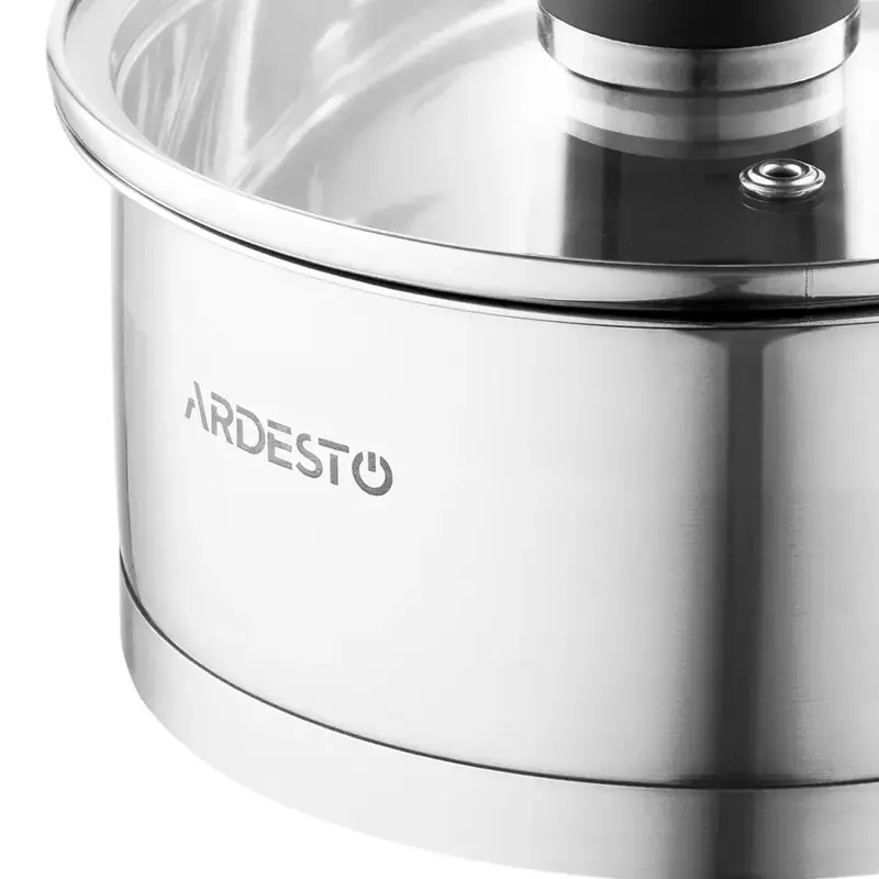 Ковш со стеклянной крышкой Ardesto Gemini Trento, 1.5л, нержавеющая сталь, бакелит - фото - №3