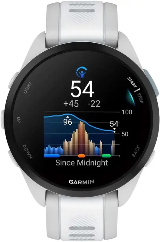 Смарт-годинник GARMIN Forerunner 165 Music, силіконовий ремінець кольору туманно-сірий/білий камінь (010-02863-31) фото