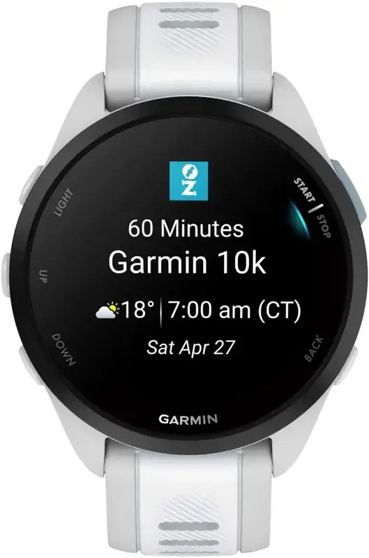 Смарт-годинник GARMIN Forerunner 165 Music, силіконовий ремінець кольору туманно-сірий/білий камінь (010-02863-31) фото
