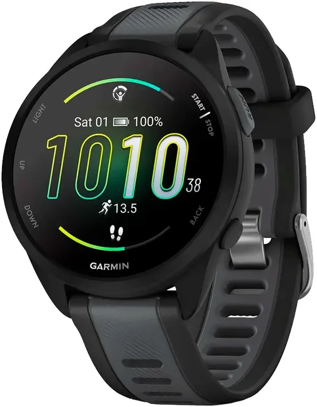Смарт-часы GARMIN Forerunner 165, черный/сланцево-серый силиконовый ремешок (010-02863-20) фото