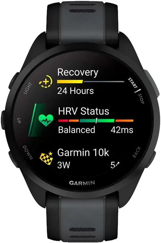 Смарт-часы GARMIN Forerunner 165, черный/сланцево-серый силиконовый ремешок (010-02863-20) фото
