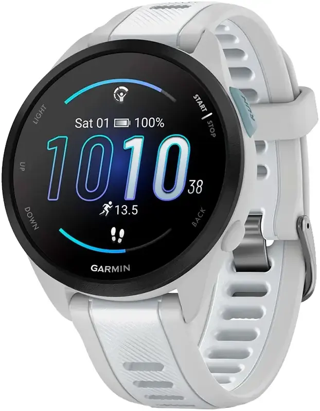 Смарт-часы GARMIN Forerunner 165, силиконовый ремешок цвета туманно-серый/белый камень (010-02863-21) фото
