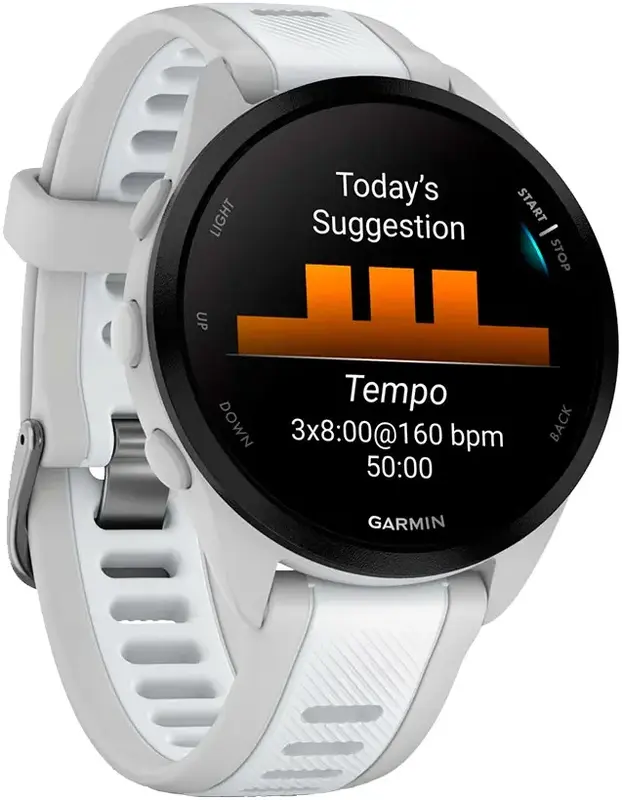 Смарт-часы GARMIN Forerunner 165, силиконовый ремешок цвета туманно-серый/белый камень (010-02863-21) фото
