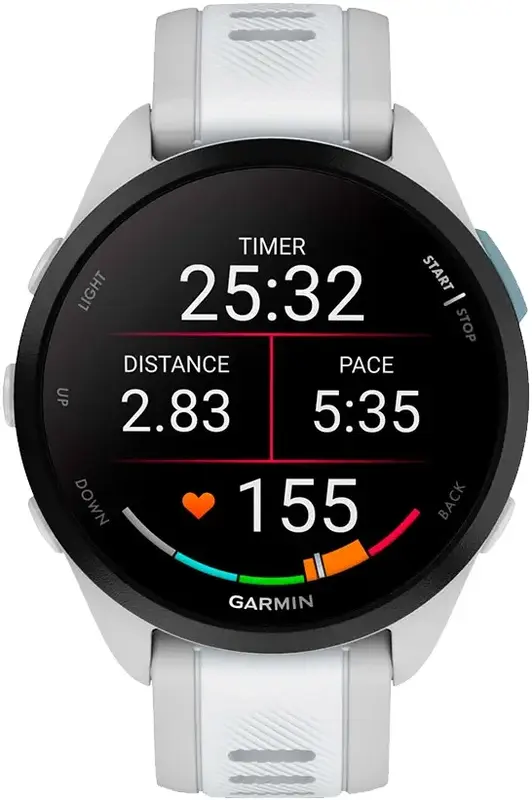Смарт-часы GARMIN Forerunner 165, силиконовый ремешок цвета туманно-серый/белый камень (010-02863-21) фото