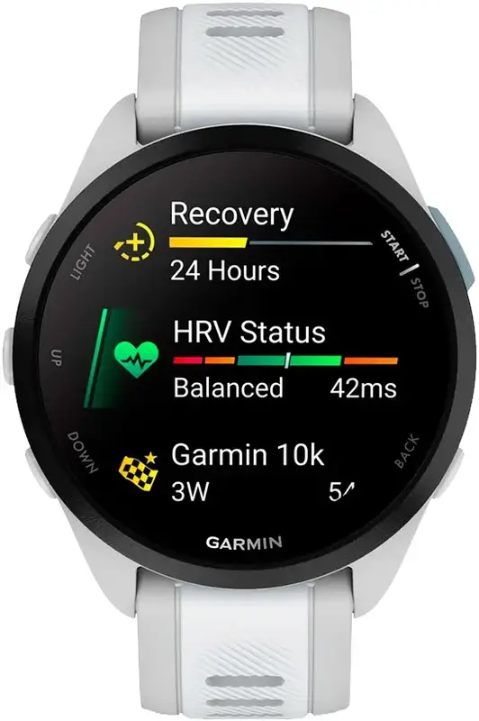 Смарт-часы GARMIN Forerunner 165, силиконовый ремешок цвета туманно-серый/белый камень (010-02863-21) фото