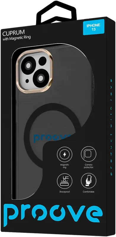 Чохол для iPhone 13 Proove Cuprum Case with Magnetic Ring (Black) - фото - №2