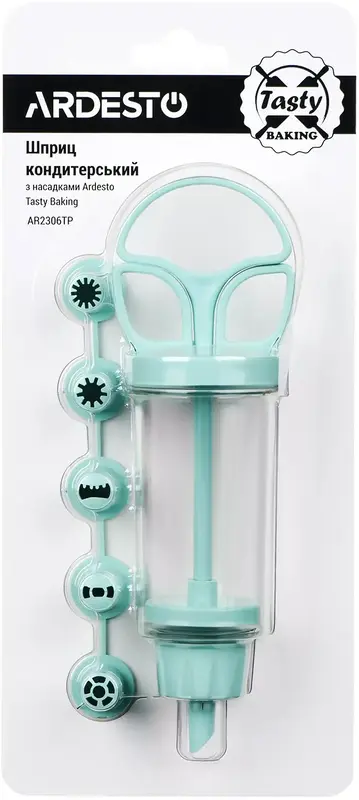 Кондитерский шприц с насадками Ardesto Tasty baking, 19x6.5x4.5см, голубой (AR2306TP) фото