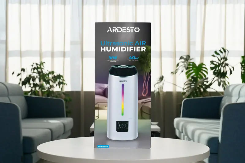Зволожувач повітря ARDESTO USH-H-65W ультразвуковий, 40м2, 6.5л, 390мл/г фото