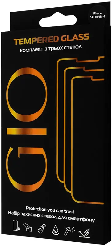 Захисне скло GIO Set 3 iPhone 14 Pro/15/16 (Black) - фото - №0