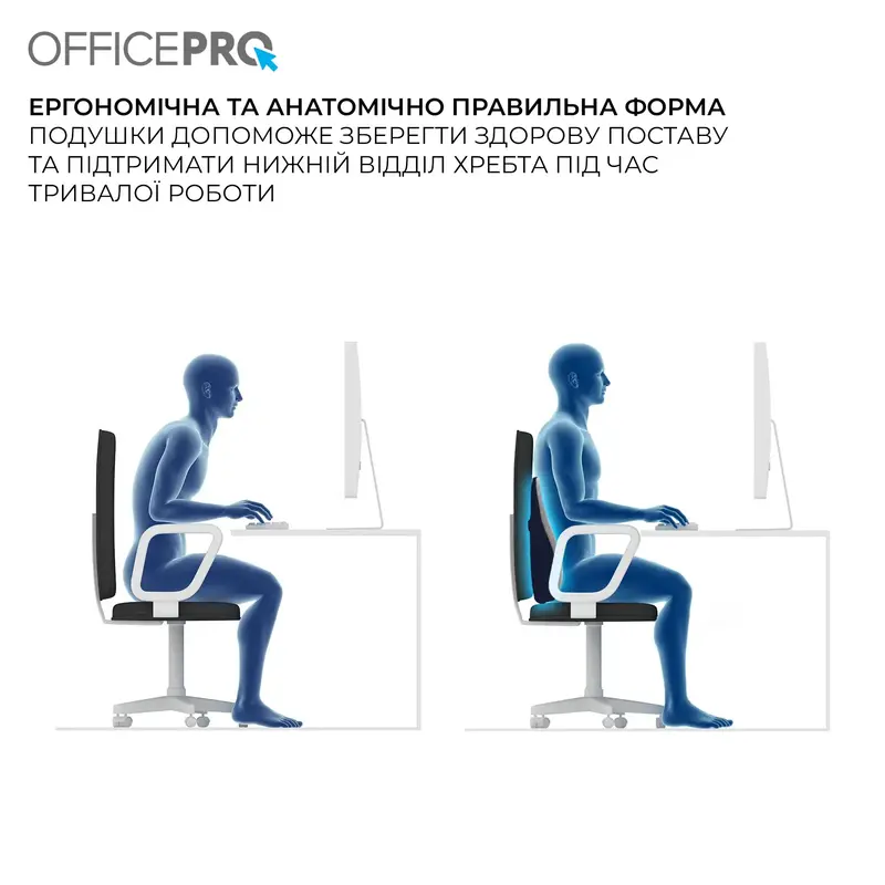 Ергономічна подушка для попереку Officepro LP570G Gray фото