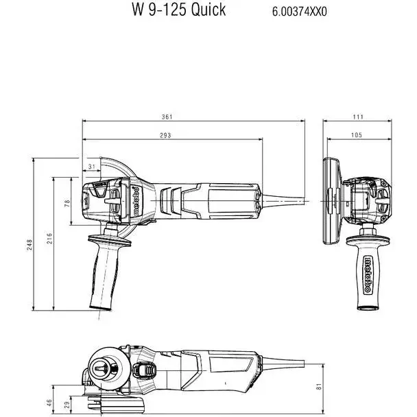 Шліфмашина кутова Metabo W 9-125 QUICK 125мм 900Вт - фото - №3
