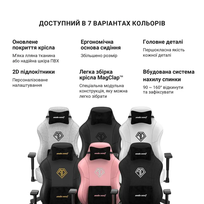 Ігрове крісло Anda Seat Phantom 3 Size L (Black) AD18Y-06-B-PV/C-B01 фото