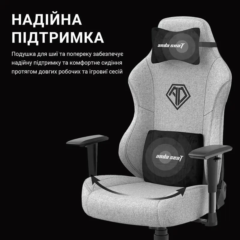Ігрове крісло Anda Seat Phantom 3 Pro Size L (Black Fabric) AD18YC-06-B-F фото