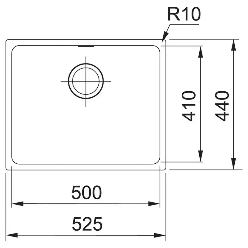 Мийка кухонна Franke Sirius, тектонайт, прямокутник, без крила, 525х440х200мм (125.0395.602) фото