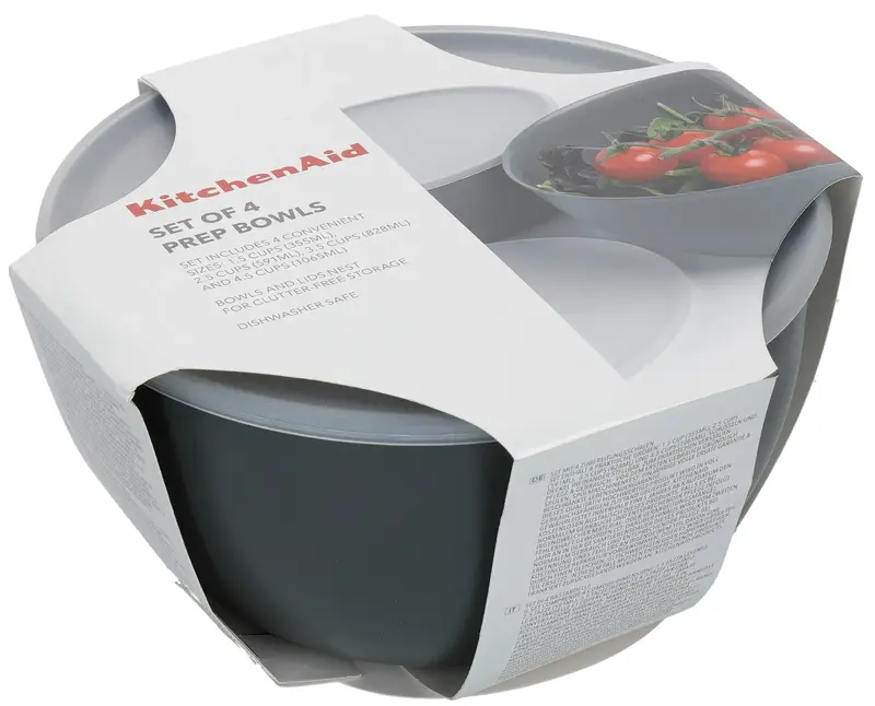 Набір мисок із кришкою KitchenAid Coreline, 4 шт, 355/591/828/1065 мл, сірий (KQG176OSCGG) - фото - №4