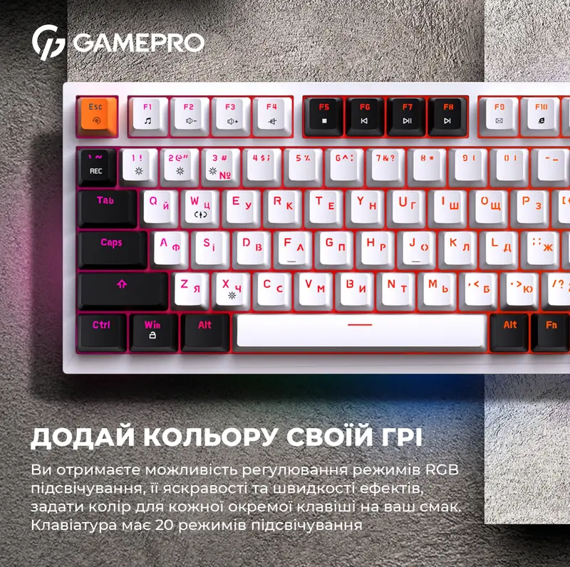 Клавиатура игровая GamePro MK160W Hot-Swap RGB (White) фото