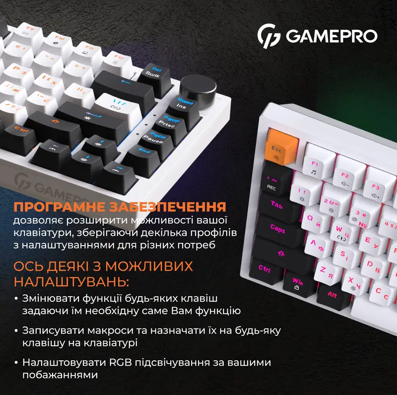 Клавиатура игровая GamePro MK160W Hot-Swap RGB (White) фото