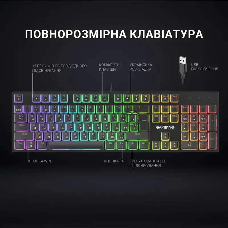 Клавиатура игровая GamePro MK85R Red фото