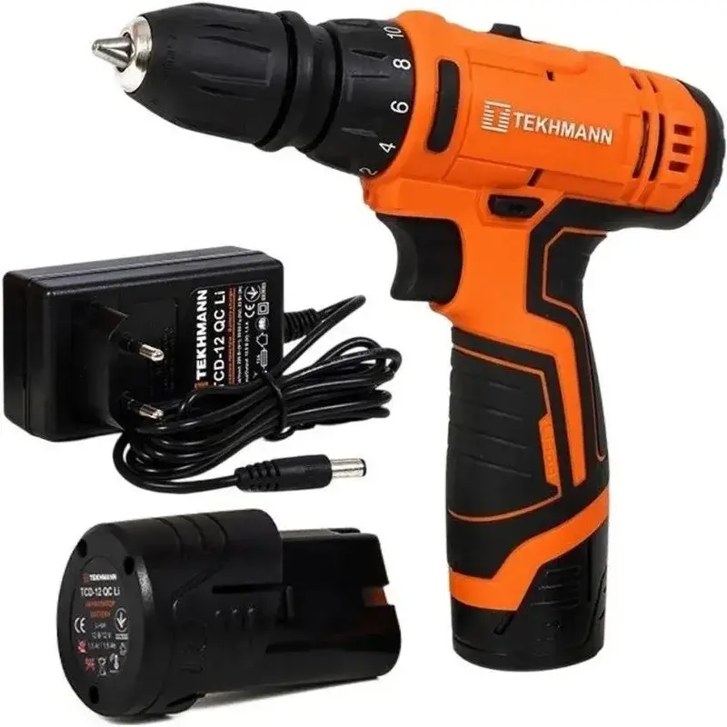Шурупокрут-дриль акумуляторний Tekhmann TCD-12 QC Li v2.0 12В 2х2А год кейс фото